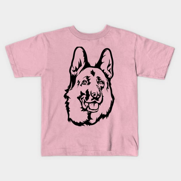 German Shepherd Dog Black Head Portrait Drawing Kids T-Shirt by IPRINT